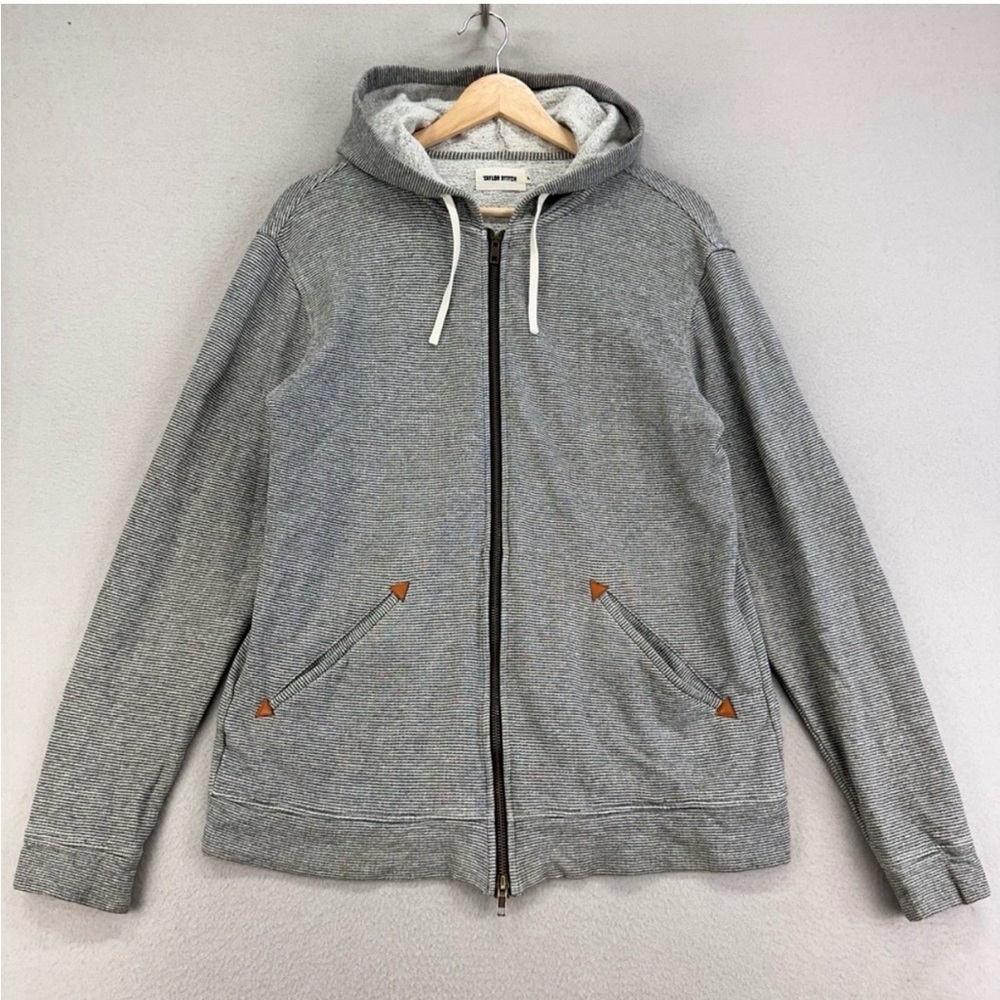 Taylor Stitch The Apres‎ Hoodie Sweatshirt Mens M 40 Striped Organic Cotton Hemp